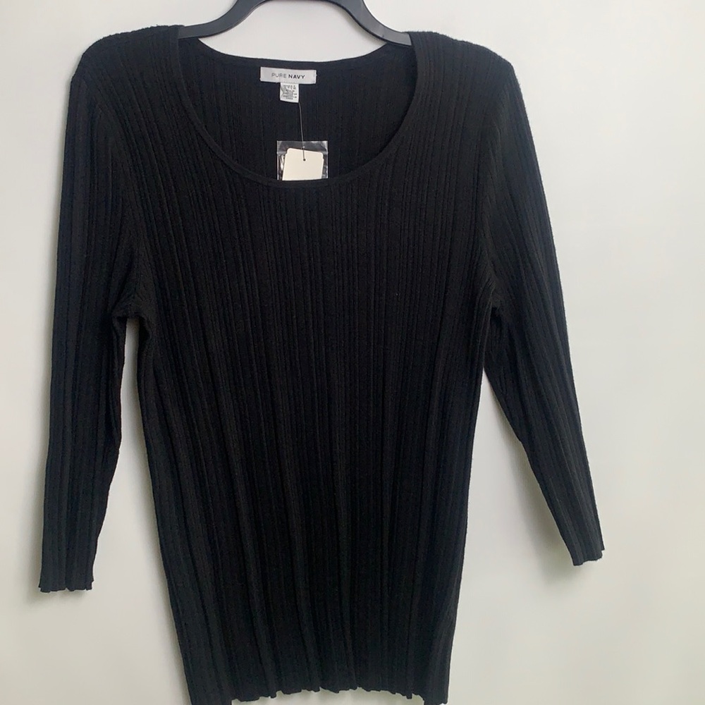 NWT. Pure navy black sweater top 3/4 sleeve